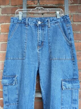 Blue Women's Boyfriend Cargo Jeans